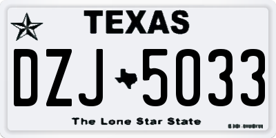 TX license plate DZJ5033