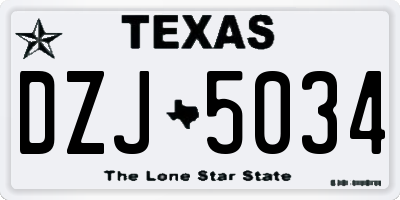 TX license plate DZJ5034