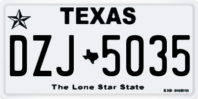 TX license plate DZJ5035