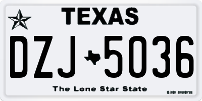 TX license plate DZJ5036