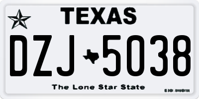 TX license plate DZJ5038
