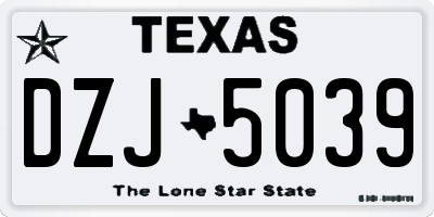TX license plate DZJ5039