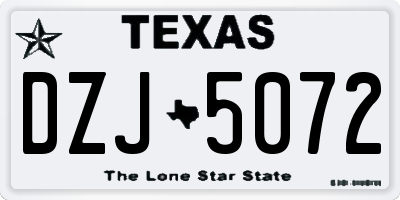 TX license plate DZJ5072