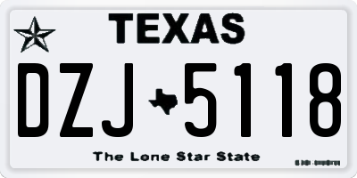 TX license plate DZJ5118