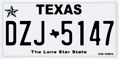 TX license plate DZJ5147