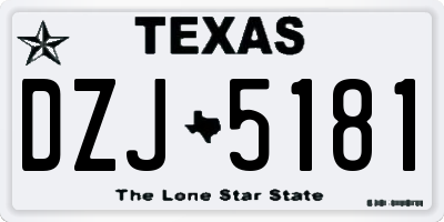 TX license plate DZJ5181