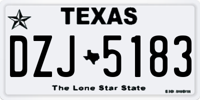 TX license plate DZJ5183