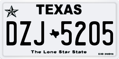 TX license plate DZJ5205