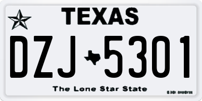 TX license plate DZJ5301