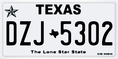 TX license plate DZJ5302