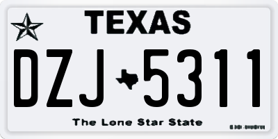 TX license plate DZJ5311