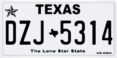 TX license plate DZJ5314