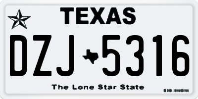 TX license plate DZJ5316