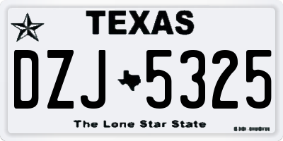 TX license plate DZJ5325