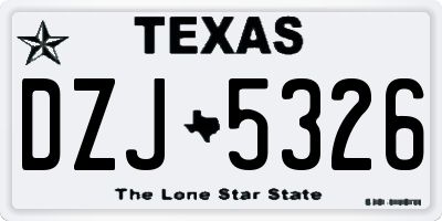 TX license plate DZJ5326