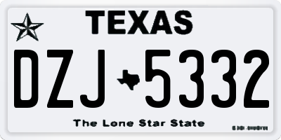 TX license plate DZJ5332