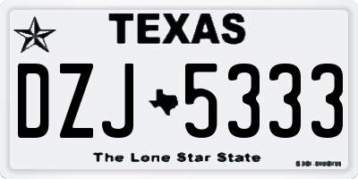 TX license plate DZJ5333
