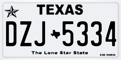 TX license plate DZJ5334