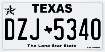 TX license plate DZJ5340