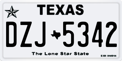 TX license plate DZJ5342