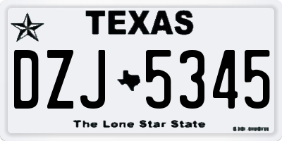 TX license plate DZJ5345