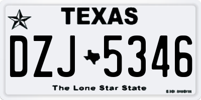 TX license plate DZJ5346