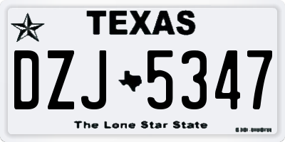 TX license plate DZJ5347