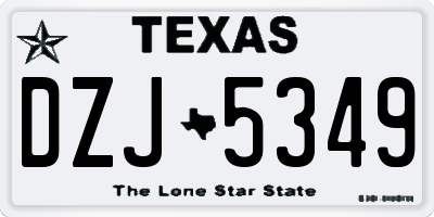 TX license plate DZJ5349