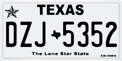 TX license plate DZJ5352