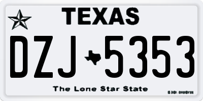 TX license plate DZJ5353
