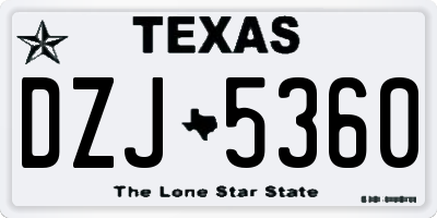 TX license plate DZJ5360