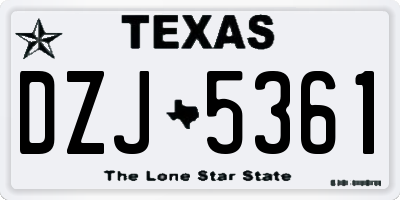 TX license plate DZJ5361
