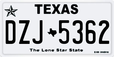 TX license plate DZJ5362