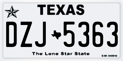 TX license plate DZJ5363