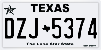 TX license plate DZJ5374