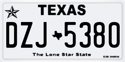TX license plate DZJ5380
