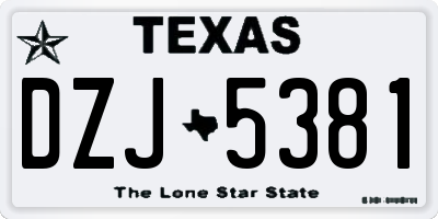 TX license plate DZJ5381
