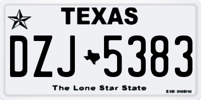 TX license plate DZJ5383