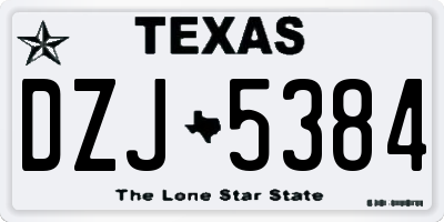 TX license plate DZJ5384