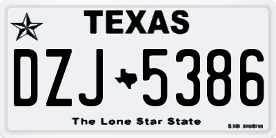 TX license plate DZJ5386