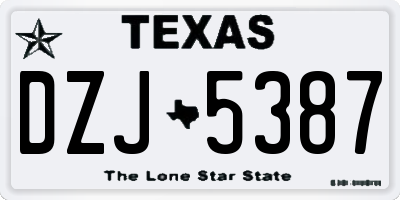 TX license plate DZJ5387