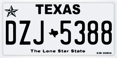 TX license plate DZJ5388