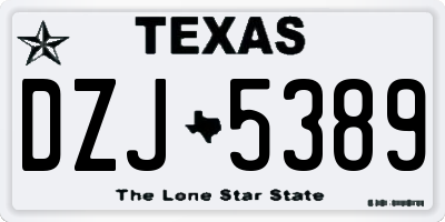 TX license plate DZJ5389