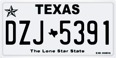 TX license plate DZJ5391
