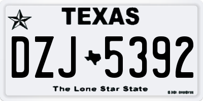 TX license plate DZJ5392