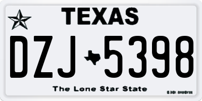 TX license plate DZJ5398