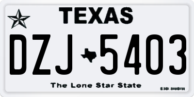 TX license plate DZJ5403