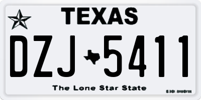 TX license plate DZJ5411
