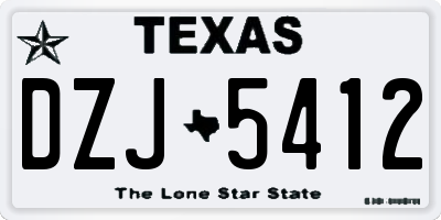 TX license plate DZJ5412