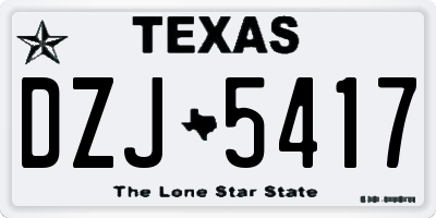 TX license plate DZJ5417